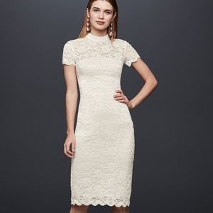 NWT Mock neck illusion short lace dress